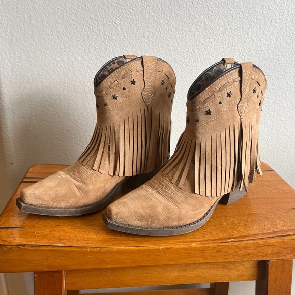 Dingo Western Boots Cassidy Fringe Star Cowboy Tan - Picture 6 of 6